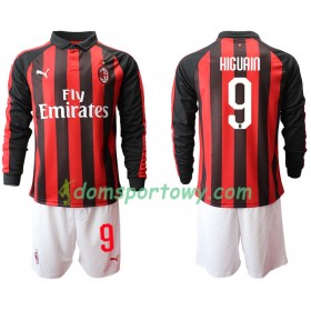 Koszulka AC Milan HIGUAIN 9 Dziecięcy Domowe Koszulki Piłkarskie 2018-2019 Długi Rękaw